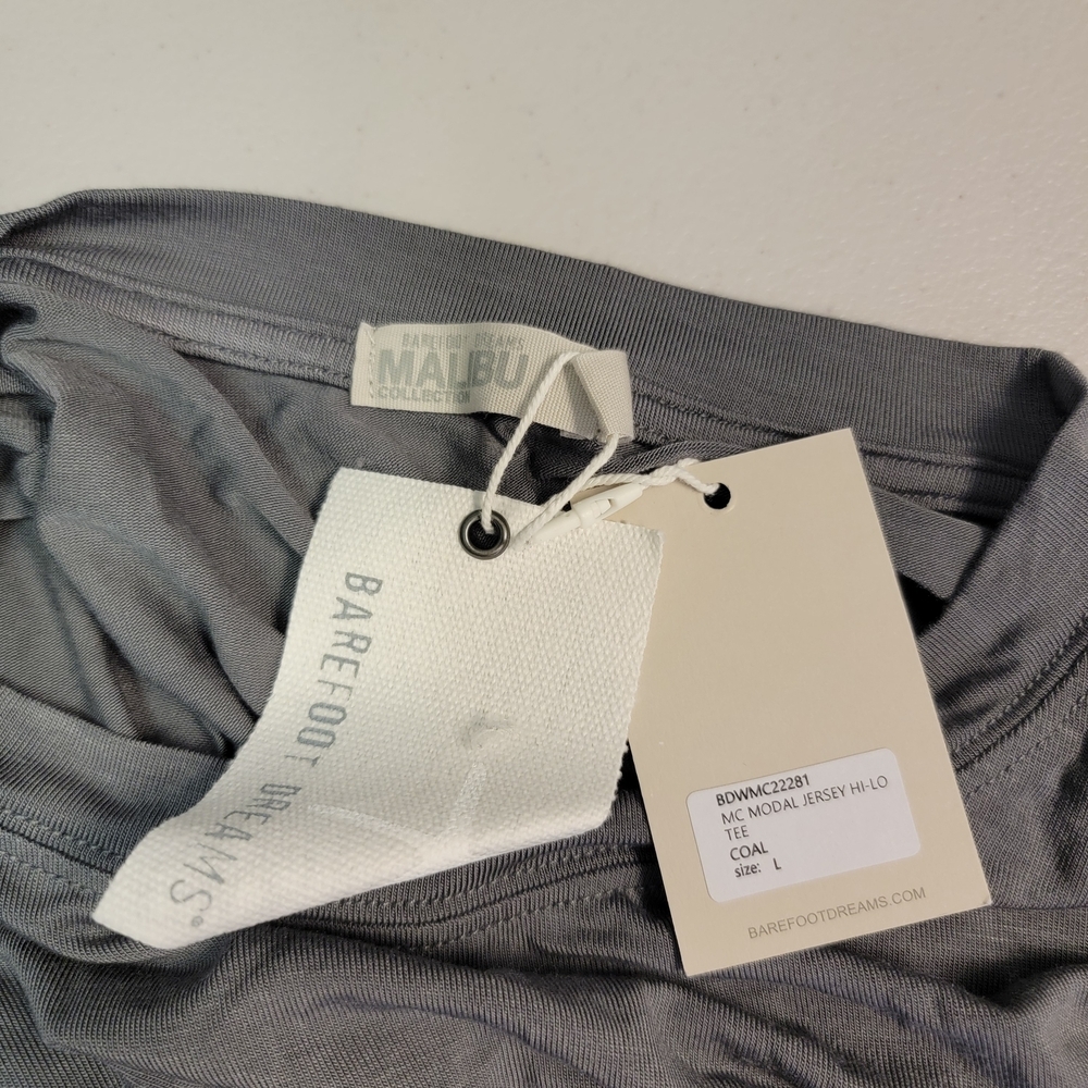 Barefoot Dreams Malibu Collection Modal Jersey‎ Hi-Low Tee Coal Size L - Picture 3 of 6